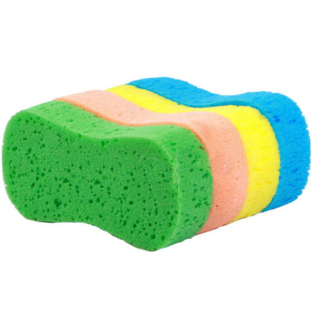 Premium Photo  Side view of cleaning sponges of different colors and sizes  laid out on a blue background. home cleaning products