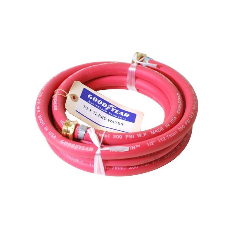 Hose 1/2in 12ft Red Rubber 