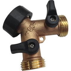 Wye Adaptor Brass with Plastic Lever Handle Y Garden Hose with shutoff valves