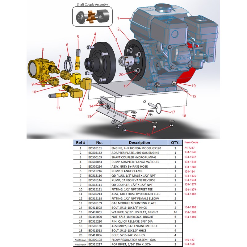 HydroCart Gas Pump Module - Parts List