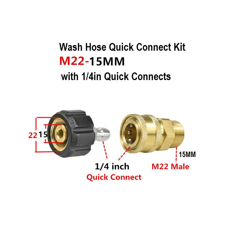 ProTool M22 15MM Hose Quick Connector Kit with 1/4 Quick Connects Image 1