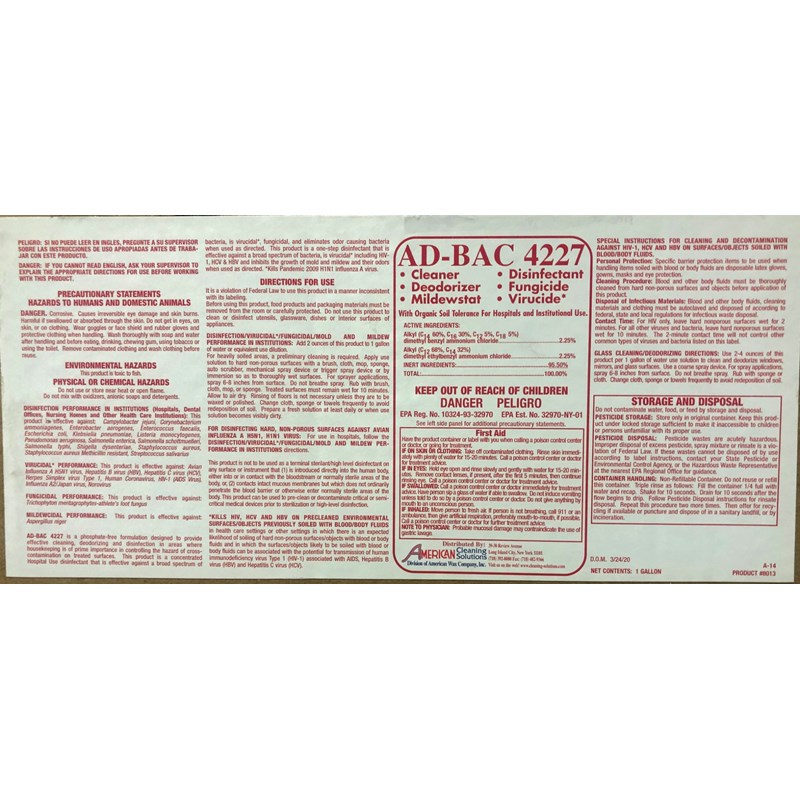 Disinfectant Ad-Bac gallon Image 2