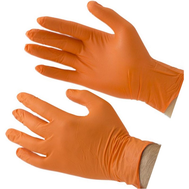 Gloves Nitrile 50pair 100ct XL Orange