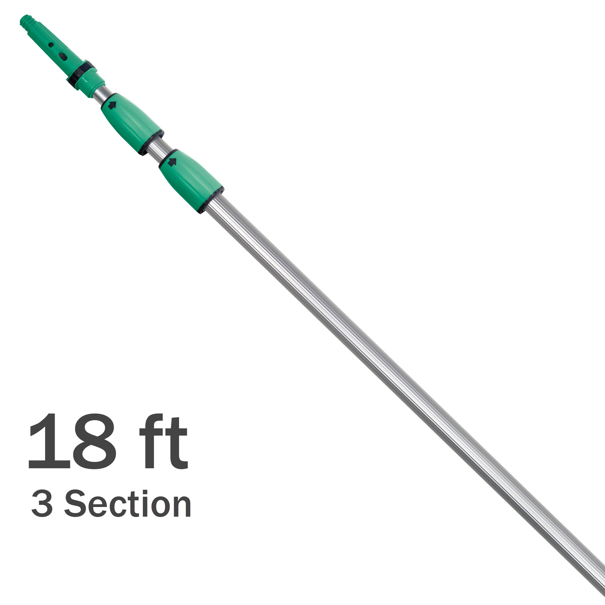 Green/silver 18ft Unger ED550 Opti-loc Aluminum Extension Pole Three Sections 