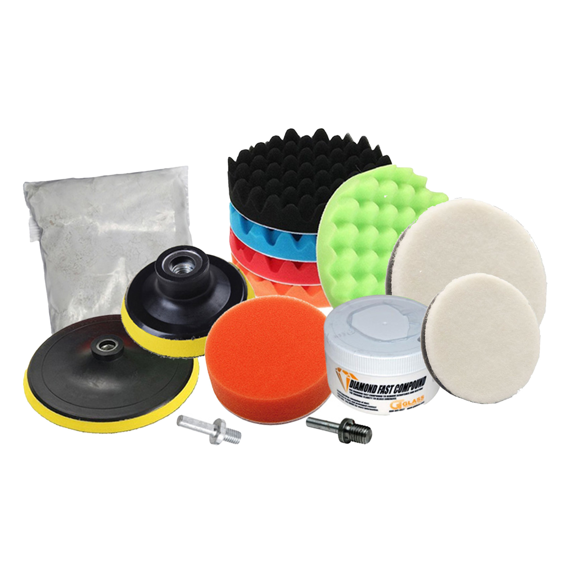 Polishing Kit, for glass, paint, granite remove stains and light scratches  (76-00): Pad Holders - Round